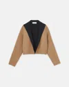 Lafayette 148 Wool-cashmere Double Face Reversible Cropped Jacket In Camel/black