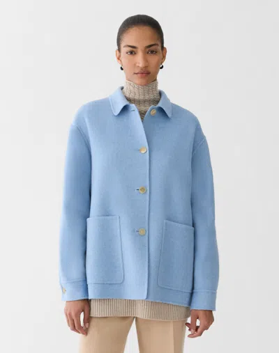 Lafayette 148 Wool Cashmere Double Face Shirt Jacket In Blue