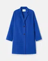 Lafayette 148 Wool-cashmere Double Face Two Button Car Coat In Blue
