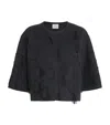 Lafayette 148 Wool-cashmere Embroidered Cardigan In Black