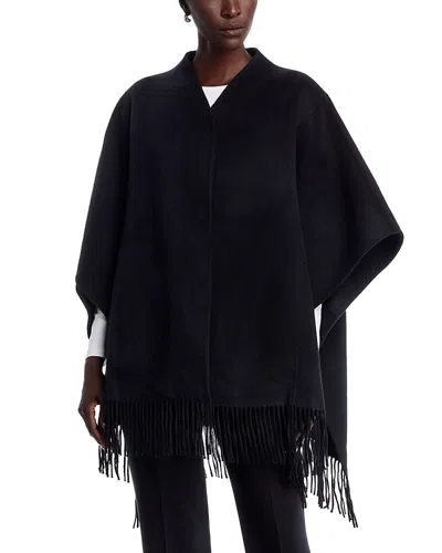 Lafayette 148 Wool Cashmere Fringed Hem Cape In Black