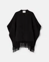 Lafayette 148 Wool-cashmere Fringed Hem Poncho In Black