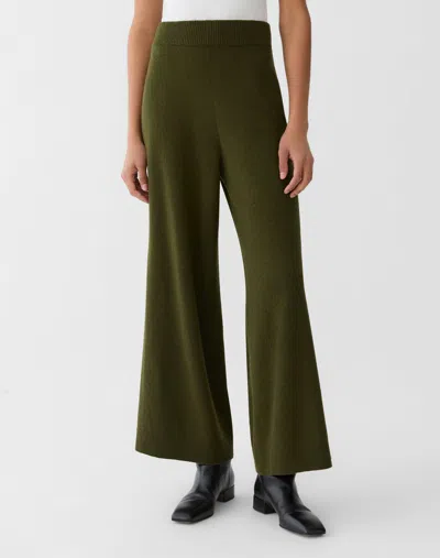 Lafayette 148 Wool Cashmere Knit Wide Leg Ankle Pants In Forest