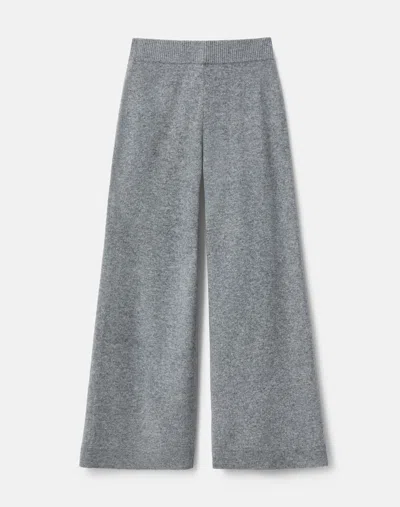 Lafayette 148 Wool Cashmere Knit Wide Leg Ankle Pants In Nickel Melange