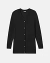 Lafayette 148 Wool-cashmere Pocket Long Cardigan In Black