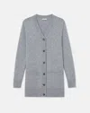 Lafayette 148 Wool-cashmere Pocket Long Cardigan In Grey