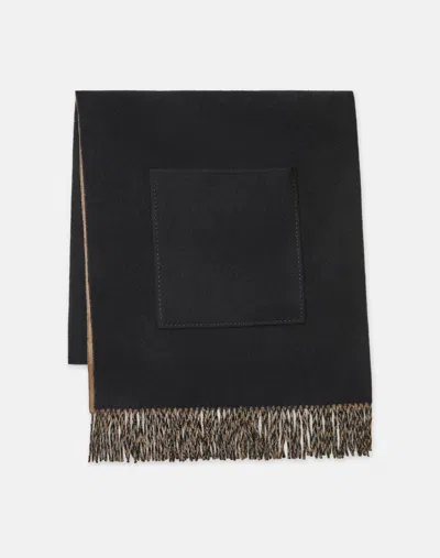 Lafayette 148 Wool-cashmere Pocket Shawl In Black,camel