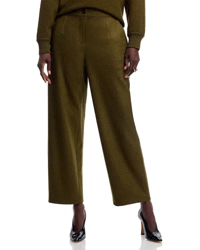 Lafayette 148 Downing Wool-cashmere Double-face Jersey Barrel Leg Ankle Pants In Green