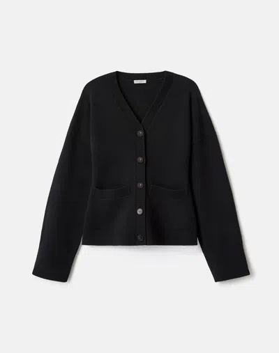 Lafayette 148 Wool-cashmere V-neck Cardigan In Black