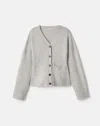 Lafayette 148 Wool-cashmere V-neck Cardigan In Neutral