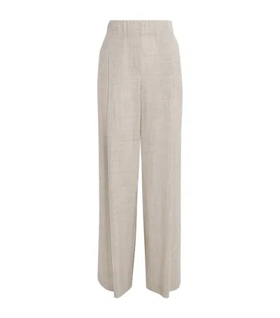 Lafayette 148 Wool-cashmere Wide-leg Trousers In Neutral