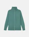 Lafayette 148 Wool-cashmere Zip Front Cardigan In Ivy Vine