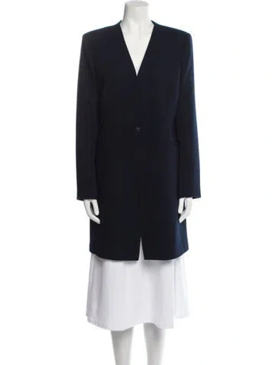 Pre-owned Lafayette 148 Wool Coat In Blue