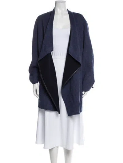 Pre-owned Lafayette 148 Wool Coat In Blue