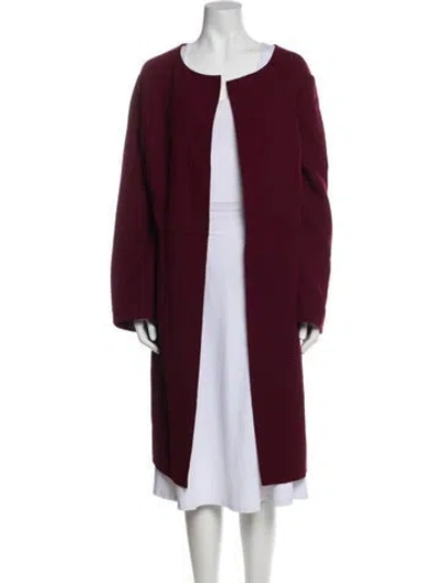 Pre-owned Lafayette 148 Wool Coat In Burgundy