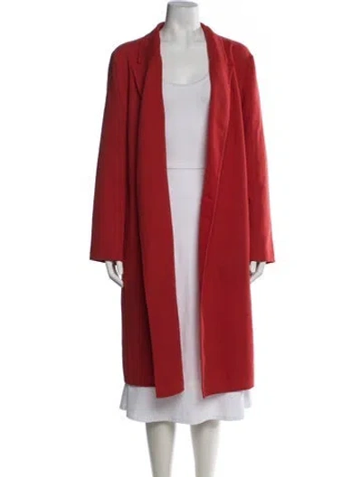 Pre-owned Lafayette 148 Wool Coat In Burgundy