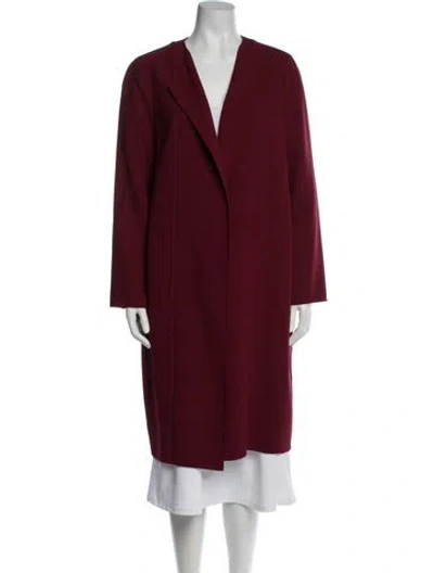 Pre-owned Lafayette 148 Wool Coat In Burgundy