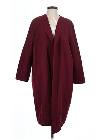 Pre-owned Lafayette 148 Wool Coat In Burgundy