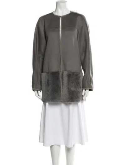 Pre-owned Lafayette 148 Wool Coat In Gray