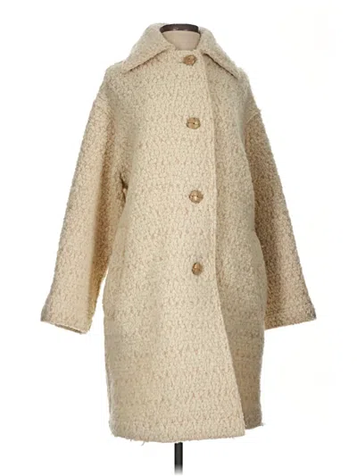 Pre-owned Lafayette 148 Wool Coat In Ivory