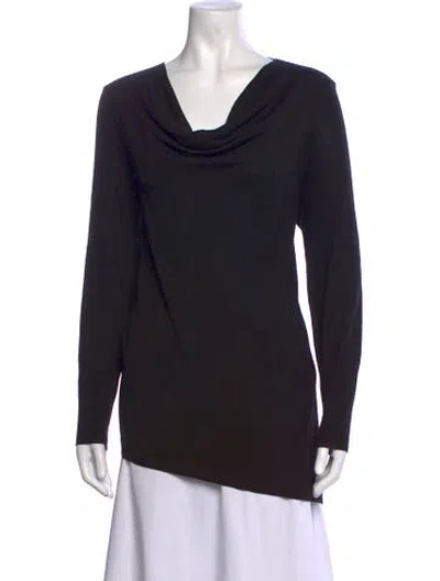 Pre-owned Lafayette 148 Wool Cowl Neck Sweater In Black