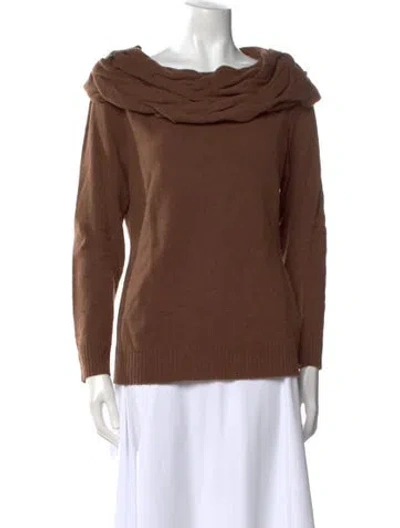 Pre-owned Lafayette 148 Wool Cowl Neck Sweater In Brown