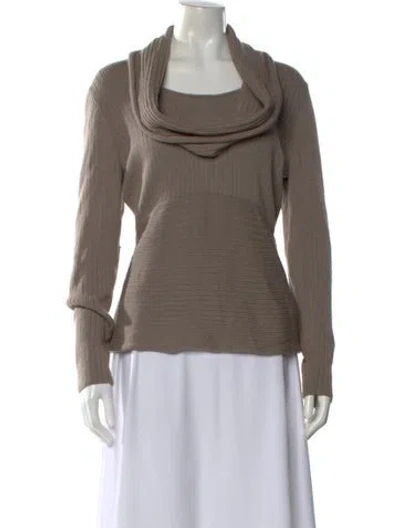 Pre-owned Lafayette 148 Wool Cowl Neck Sweater In Brown