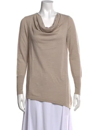 Pre-owned Lafayette 148 Wool Cowl Neck Sweater In Neutral