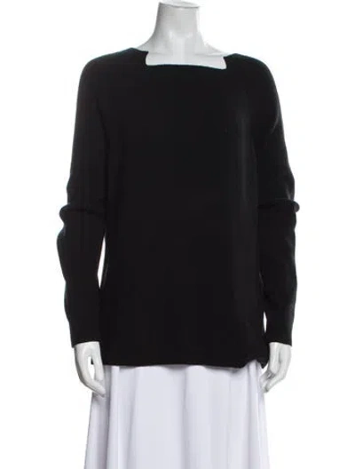 Pre-owned Lafayette 148 Wool Crew Neck Sweater In Black