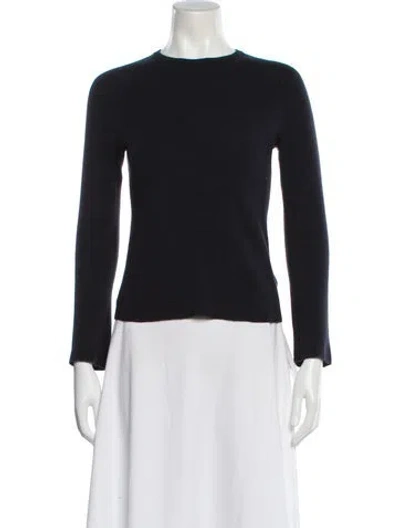 Pre-owned Lafayette 148 Wool Crew Neck Sweater In Blue