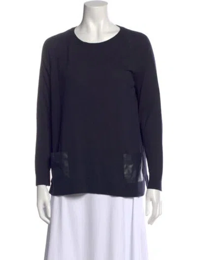 Pre-owned Lafayette 148 Wool Crew Neck Sweater In Blue