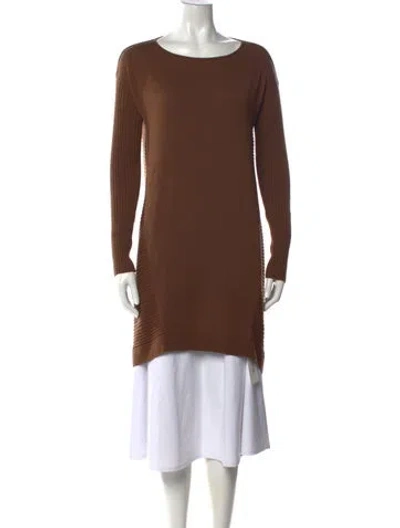 Pre-owned Lafayette 148 Wool Crew Neck Sweater In Brown