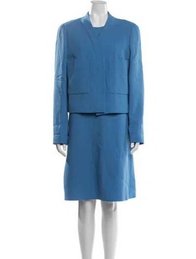 Pre-owned Lafayette 148 Wool Dress Set In Blue