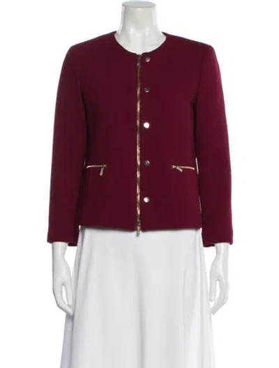 Pre-owned Lafayette 148 Wool Evening Jacket In Burgundy