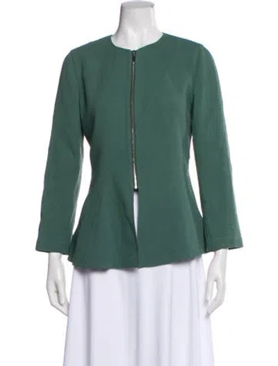 Pre-owned Lafayette 148 Wool Evening Jacket In Green