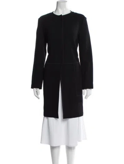 Pre-owned Lafayette 148 Wool Faux Fur Coat In Black