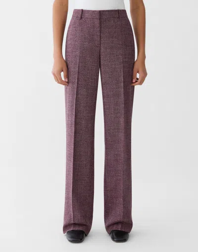 Lafayette 148 Wool High Rise Straight Pants In Purple