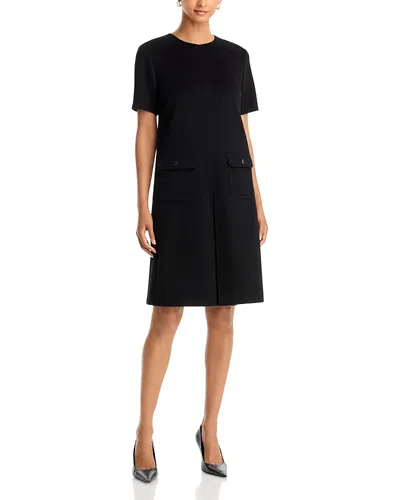 Lafayette 148 Wool Inverted Pleat Shift Dress In Black