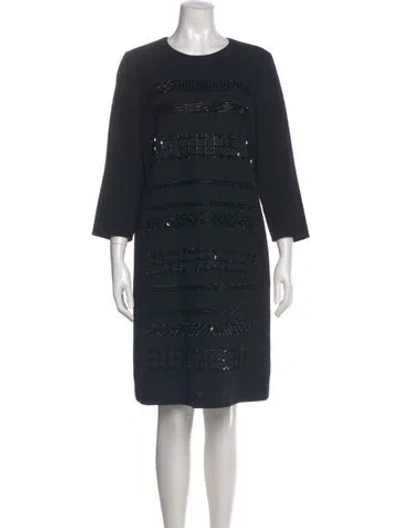 Pre-owned Lafayette 148 Wool Knee-length Dress In Black