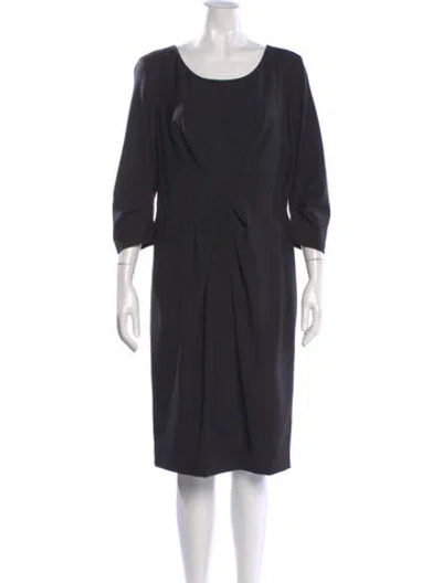 Pre-owned Lafayette 148 Wool Knee-length Dress In Black