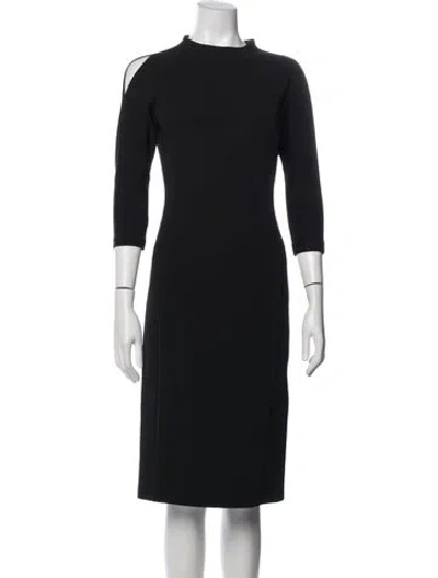 Pre-owned Lafayette 148 Wool Knee-length Dress In Black