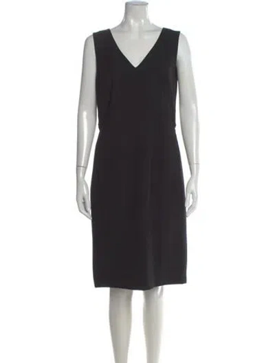 Pre-owned Lafayette 148 Wool Knee-length Dress In Black