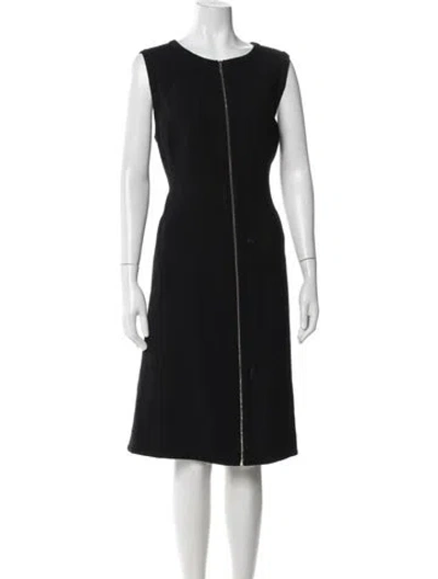 Pre-owned Lafayette 148 Wool Knee-length Dress In Black