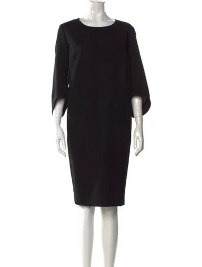 Pre-owned Lafayette 148 Wool Knee-length Dress In Black