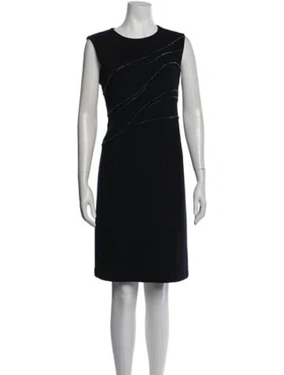Pre-owned Lafayette 148 Wool Knee-length Dress In Black