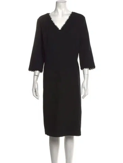Pre-owned Lafayette 148 Wool Knee-length Dress In Black