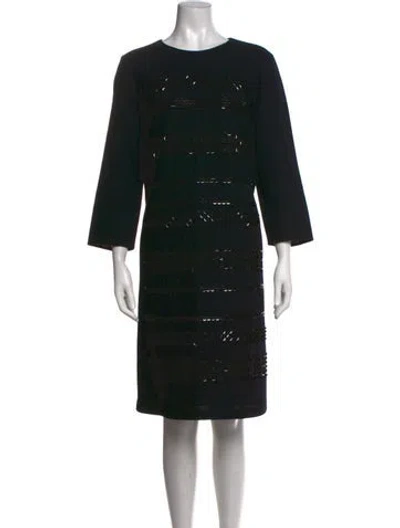 Pre-owned Lafayette 148 Wool Knee-length Dress In Black