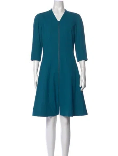 Pre-owned Lafayette 148 Wool Knee-length Dress In Blue