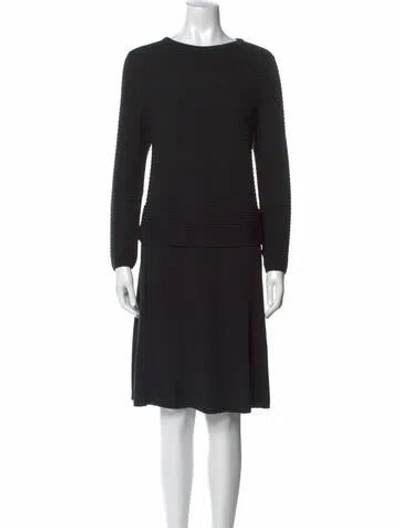 Pre-owned Lafayette 148 Wool Knee-length Dress In Blue