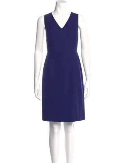 Pre-owned Lafayette 148 Wool Knee-length Dress In Blue